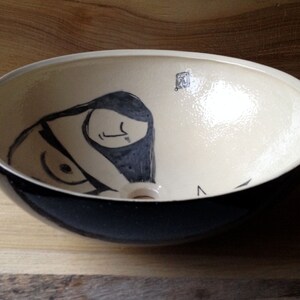 Ceramic Sink/Waschbecken/Vessel Sink/Bathroom Sink Woman with a cat image 3