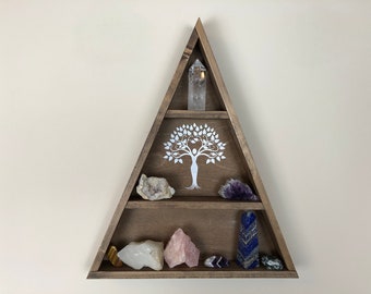 Pyramid Triangle Crystal  Shelf, Tree Of Life, Geometric Shelf