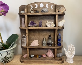 Moon Phases Crystal/Trinket Shelf, Tabletop, Vertical