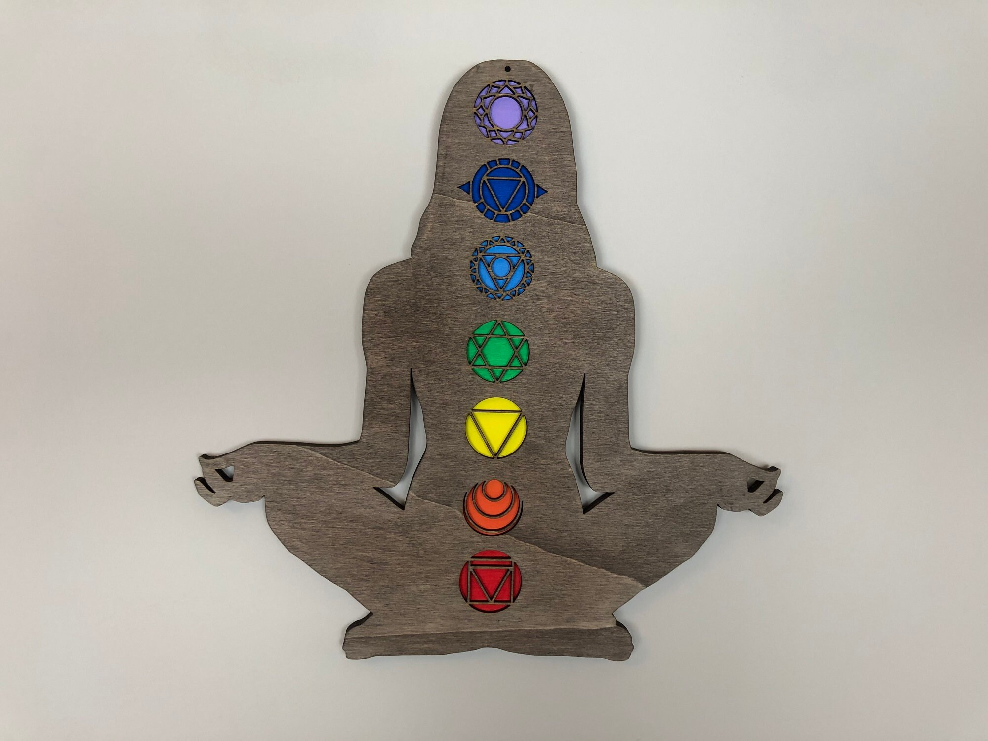 Chakra Wall Hanging Yoga Lotus Position Light Oak Dark Oak Etsy UK