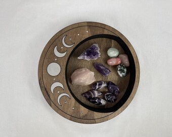 Circular Inlayed Crescent Moon Crystal Storage Tray
