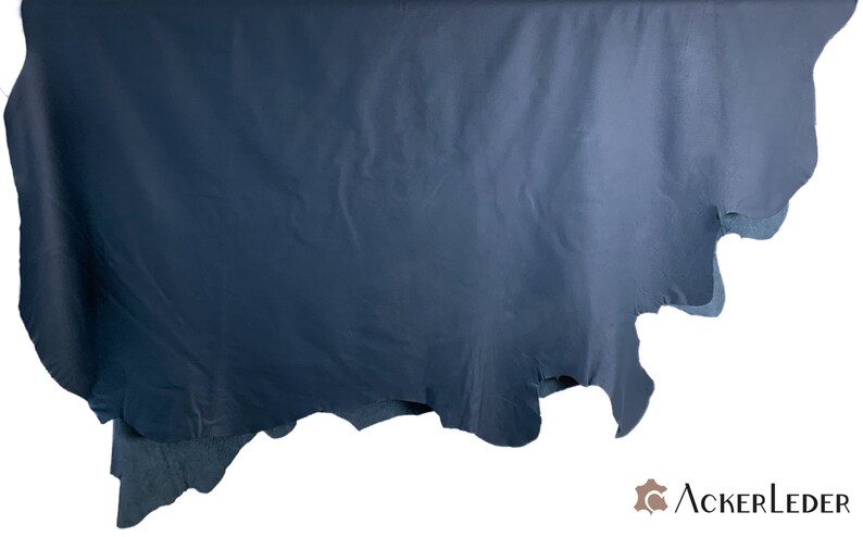 Leather cow nappa leather pieces slightly grained Cuts Dark blue different sizes image 4