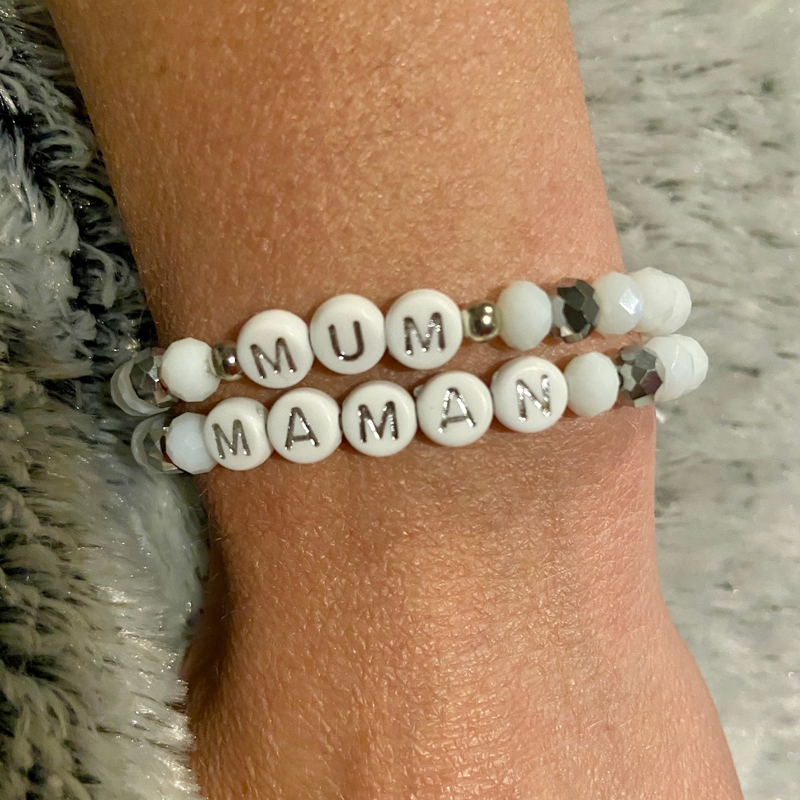 Bracelet Fete Des Meres Maternelle Bracelet lettres cadeau de fête des mères en bois et strass | Etsy
