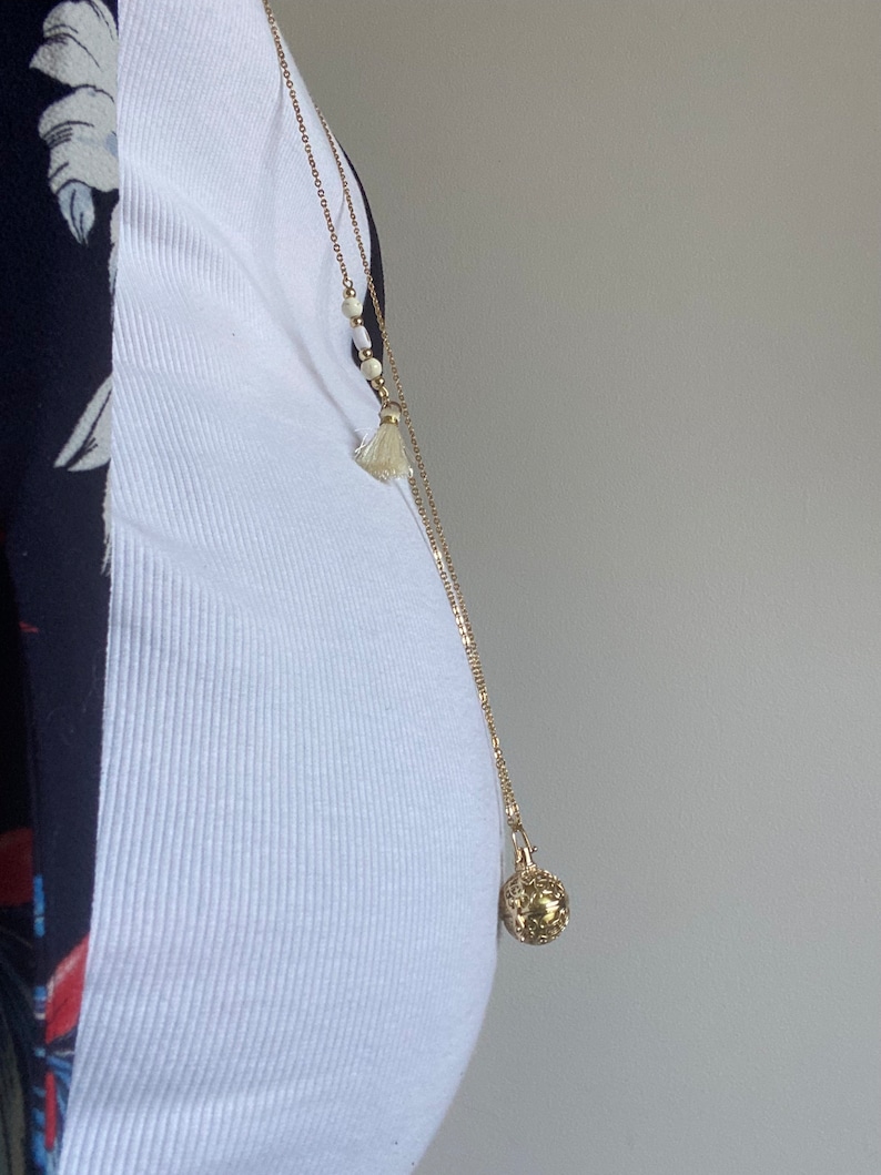 Golden pregnancy bola stainless steel chain and charms image 8