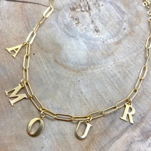 Collares de Acero Inoxidable con Letras Temática Amor en la Playa