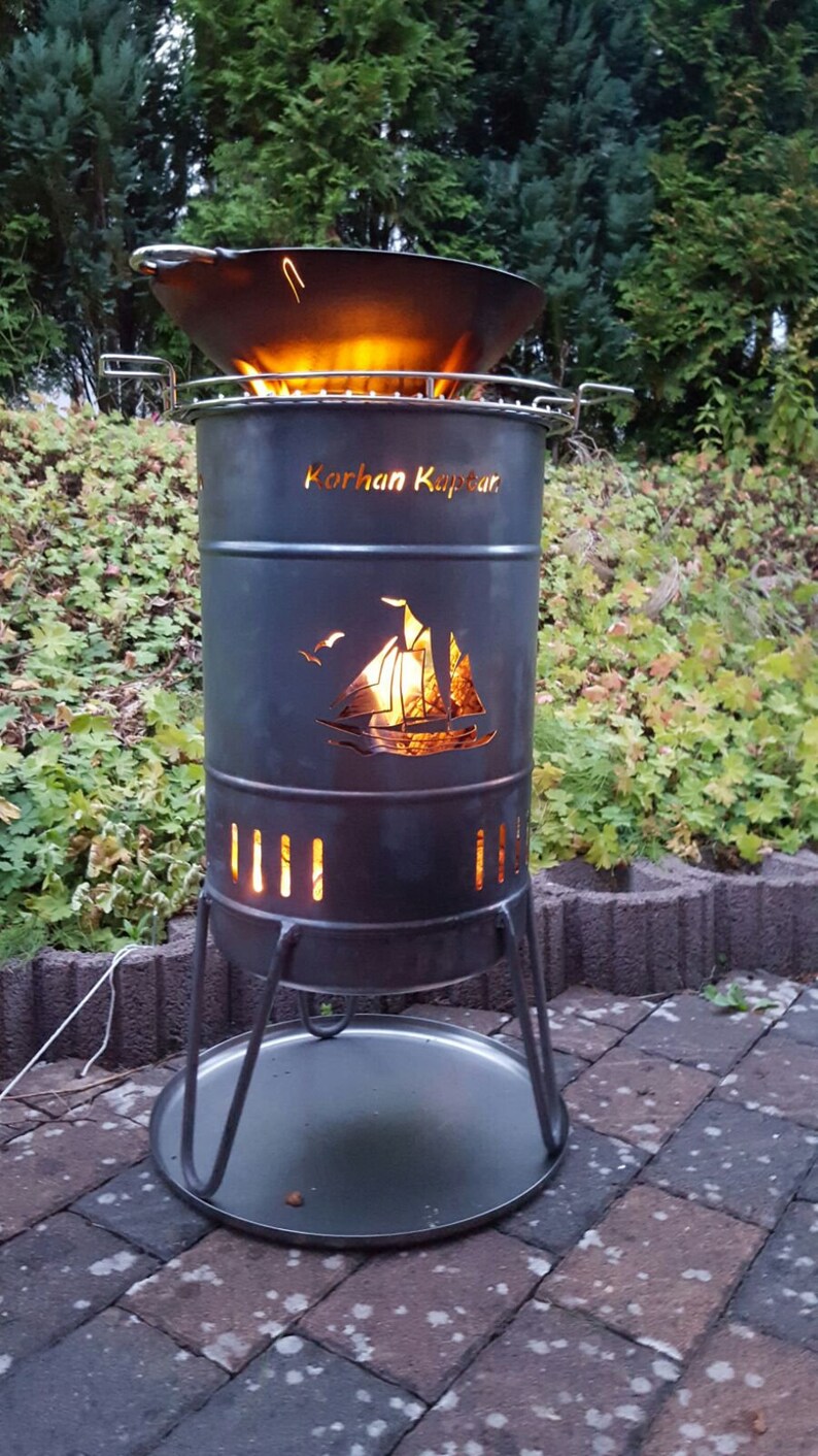 Feuerkorb Grill Feuertonne aus Stahl mit individuellem Motiv | Etsy