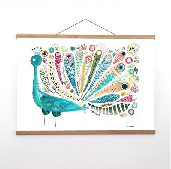 Peacock A4 Print - Turquoise Peacock Print
