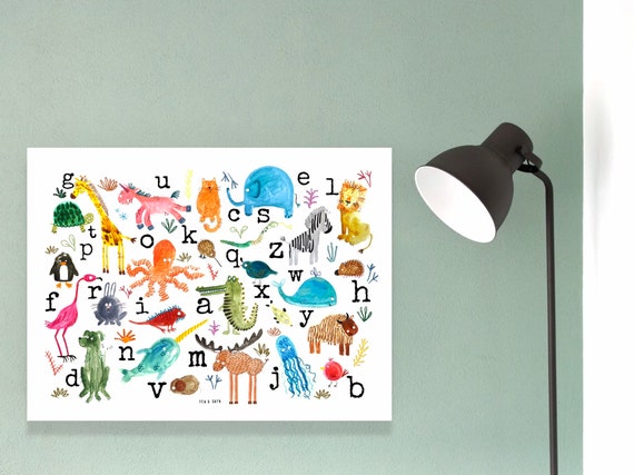 Alphabet Animal A4 Print - Print of Original Watercolour Painting - Childrens Art - Nursery Art