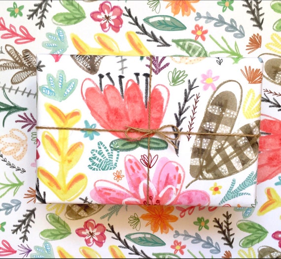 Gift Wrap - Floral Design Wrapping Paper - 100% recycled and recyclable