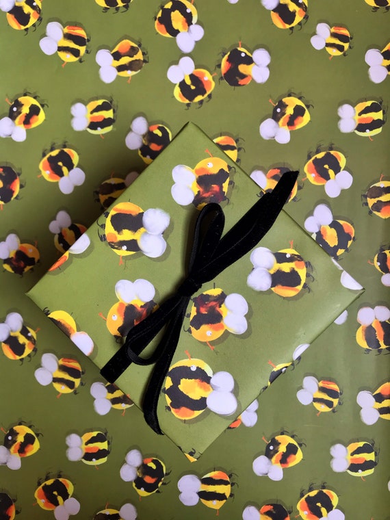 Bumble Bee Gift Wrap - 100% Recyclable Eco Friendly Wrapping Paper
