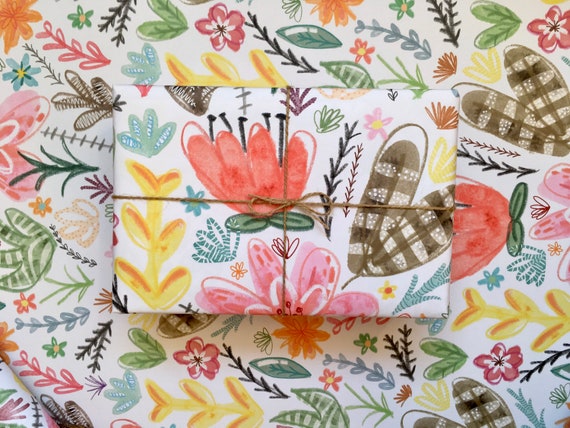 Gift Wrap - Floral Design Wrapping Paper - 100% recycled and recyclable