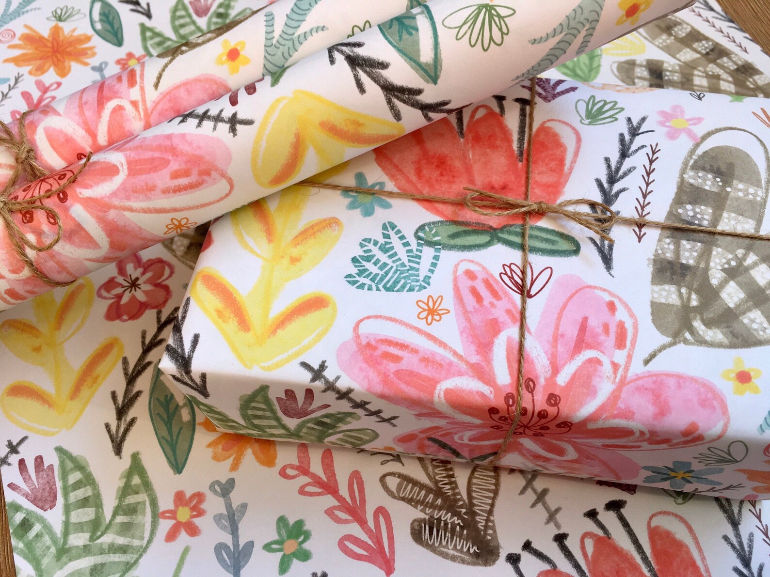Gift Wrap Floral Design Wrapping Paper 100 Recycled and Etsy UK