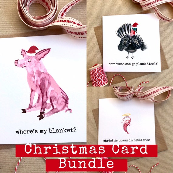 Christmas Card Bundle - Pack of 3 - Funny Pun Christmas Greetings Cards