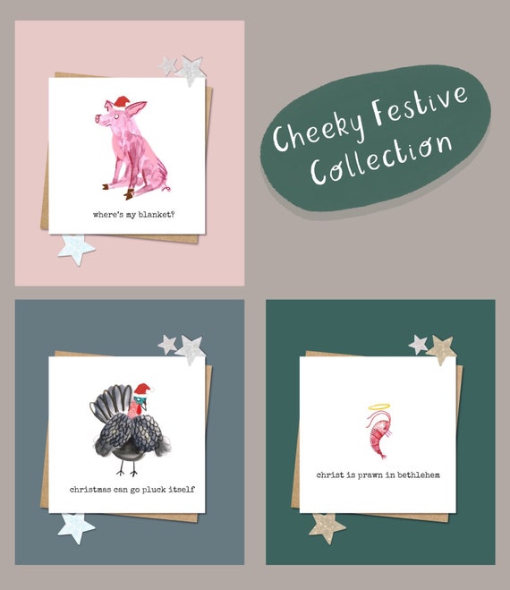 Christmas Card Bundle - Pack of 3 - Funny Pun Christmas Greetings Cards