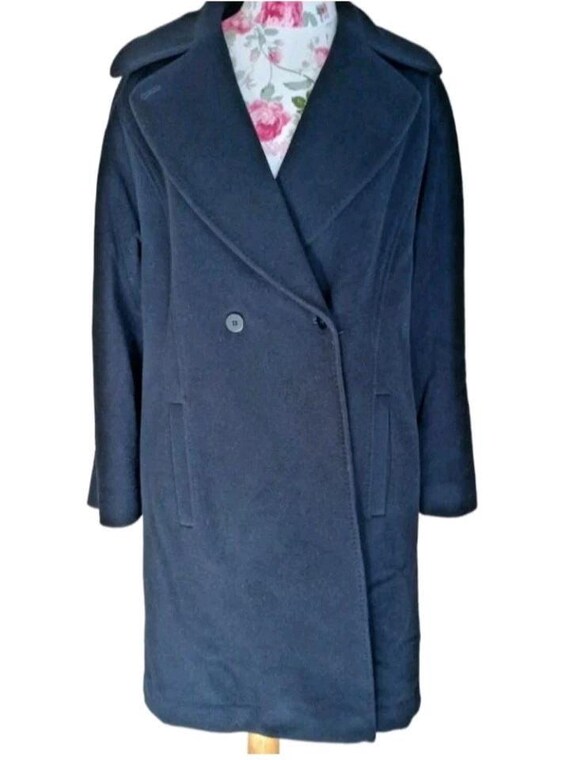 Windsmoor Black Coat Wool Cashmere Overcoat Vintage Over-sized Size S/M