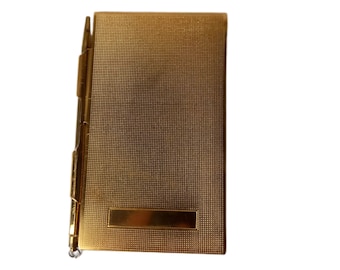 Vintage Gold Tone Notebook With Metal Pencil