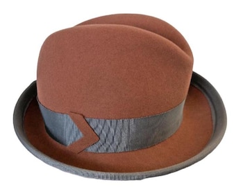Vintage Anita Pineault-hoed Doeskin-vilt 100% wol dames Fedora Trilby
