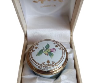 Spode Staffordshire Enamel Trinket Box Stafford Flowers Original Box