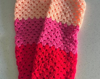 Hand Crochet Red and Pink  leg warmers - one size