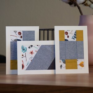 ART Postkarten 3-er Set, florale Grußkarte, Kunstpostkarten, Patchwork Kunst