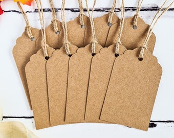 Kraft Brown Gift Tags x10. Set of Kraft Luggage Tags for Craft, Gifts or Thanksgiving Decor. Christmas Gift Tags