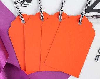 Halloween Orange Gift Tags Blank x 10. Set of Orange Luggage Tags for Halloween Craft or Gift Wrap. Halloween Decor. Trick or Treat Bag.