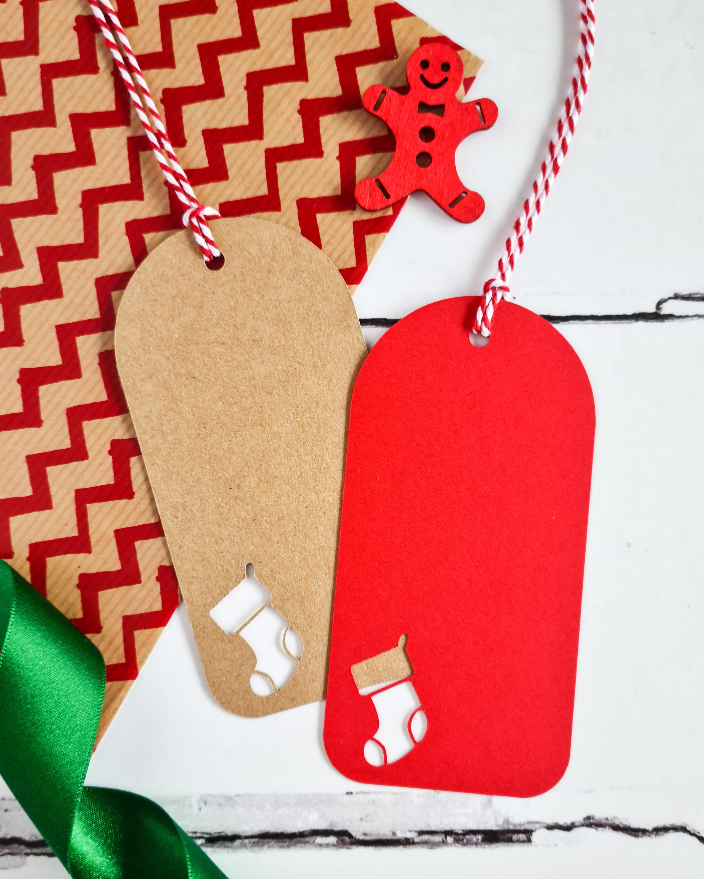 4 Christmas Gift Tags Pack of 4 Stocking Gift Tags in Kraft Etsy UK
