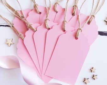 Baby Pink Christmas Gift Tags x 10. Blank Pink Gift Tags for Gift Wrapping or Crafts.