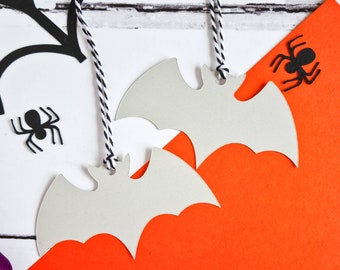 Halloween Bat Gift Tags Blank x 8. Set of Purple or Grey Tags for Halloween Craft or Gift Wrap. Halloween Decor. Trick or Treat