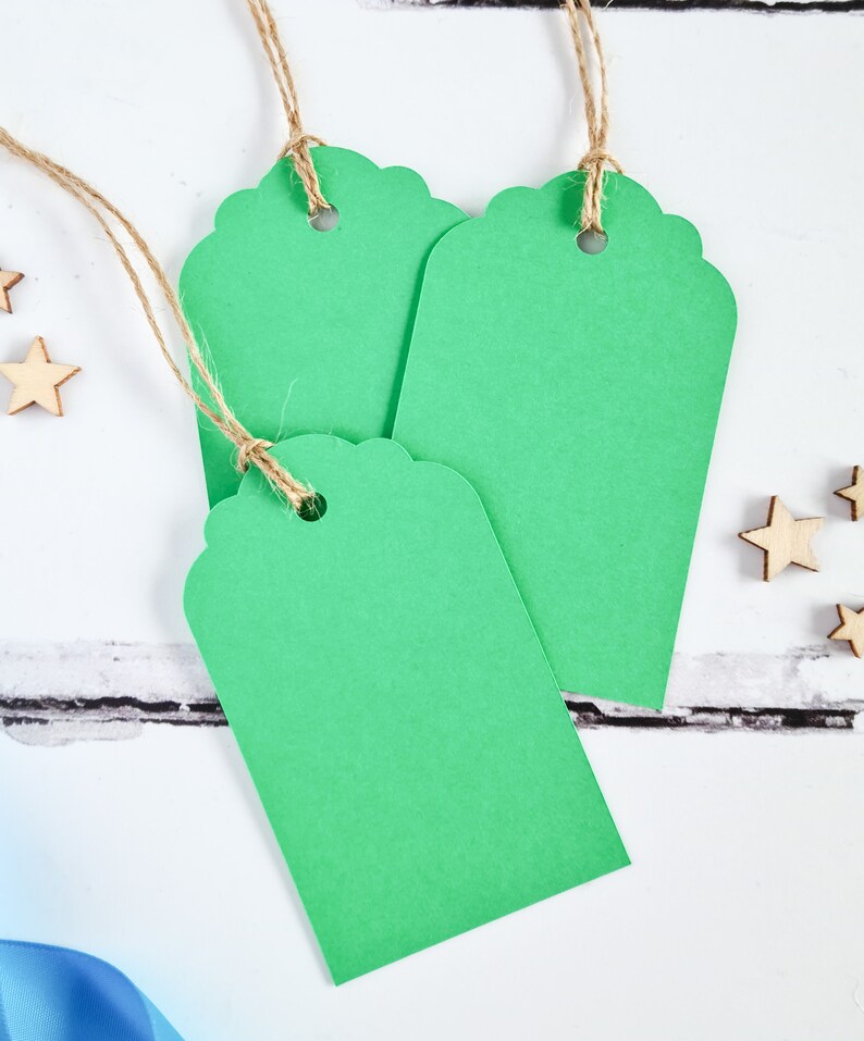 Apple Green Christmas Gift Tags x10. Blank Green Gift Tags for Gift Wrapping or Craft. image 3