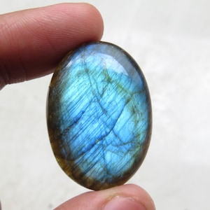 Oval Labradorite Cabochon: Blue Gemstone for Jewelry Making (33x23x7MM)