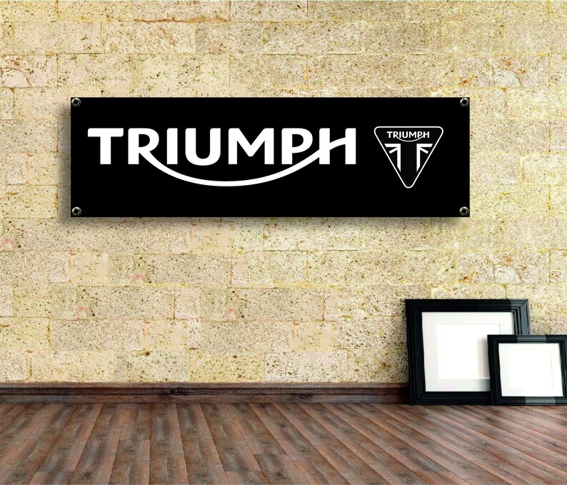 Triumph Motorcycles   Logo Banner Vinyl,Garage Sign,office or showroom,Flag,Racing Poster,Auto Car Shop Garage Decor Gift workshop