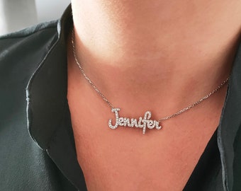 Personalized Crystal Name Necklace Pavé 