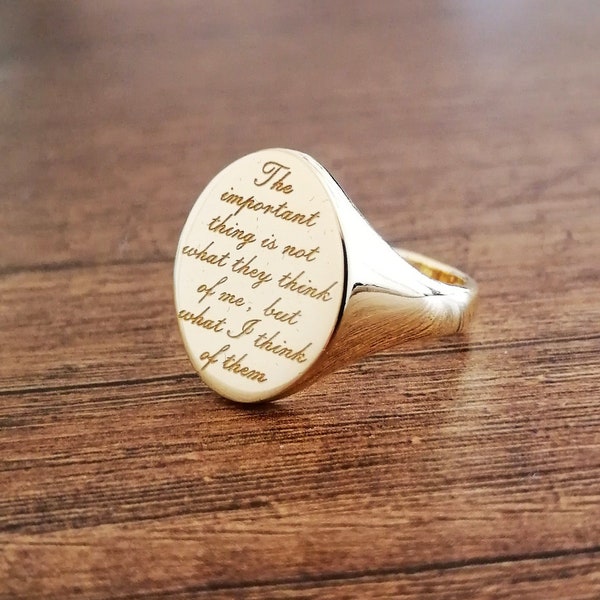 Silver Signet ring, Killing Eve Ring, Quote Ring, Custom Engraved Ring, Personalized Quote Ring, Villanelle’s Ring from Killing Eve