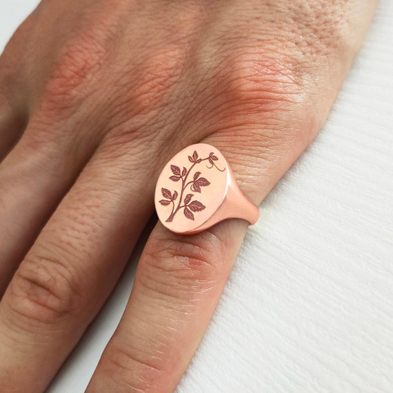 Ivy Jewelry Silver Signet Ring Custom Engraved Ring Ivy - Etsy