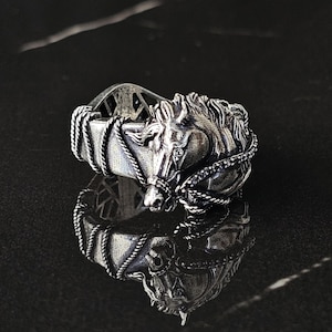 Sterling Silver Horse Ring: Equestrian Cowboy Jewelry