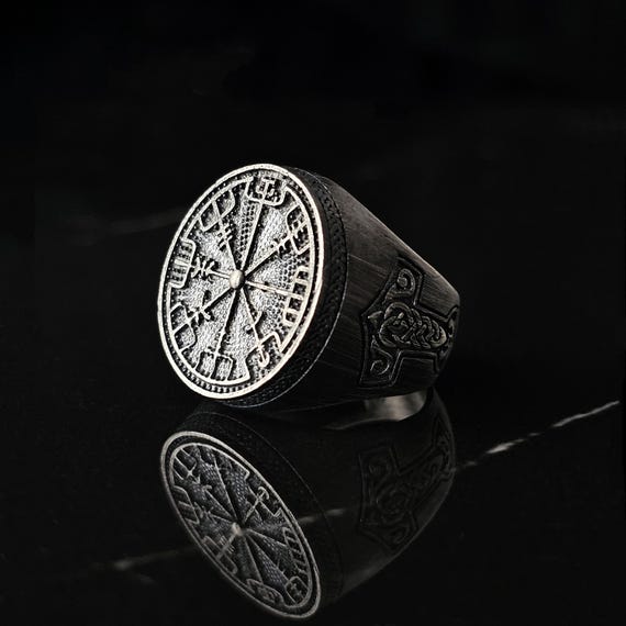 Bague boussole viking en argent sterling amulette nordique