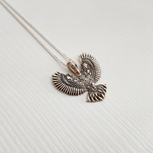 Sterling Silver Owl Charm Necklace, Owl Gift Ideas, Winged Owl Pendant