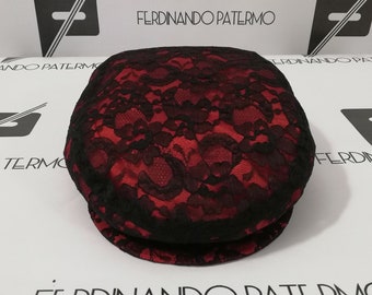 Patermo Coppola in Black Lace with red lining, very high quality craftsmanship