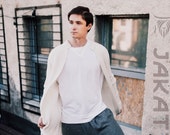 Cashmere mens cardigan quot OTSO quot , Cashmere white cardigan, Kimono cardigan, Cashmere coat
