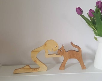 Garneck 2stücke Holz Katzenfigur Aus Hochwertigem  Produktbild-Vorschau 6