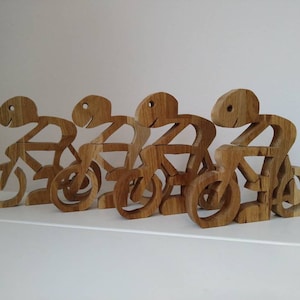 Bicycle wooden figure &quot;Peter Sagan&quot; Wooden sculpture cyclist made of oak or spruce ideal gift for road bike riders