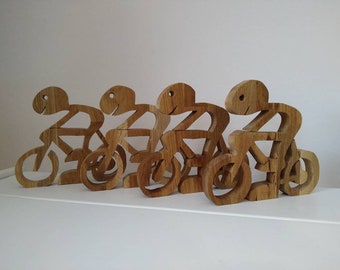 Bicycle wooden figure "Peter Sagan" Wooden sculpture cyclist made of oak or spruce ideal gift for road bike riders