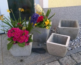 Beton Übertopf Blumentopf puristisch grau mittel