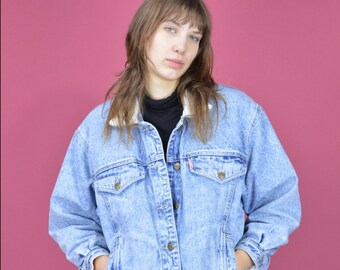 Vintage blue denim 80's jeans jacket {W28}