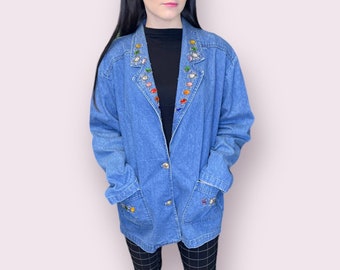 Vintage unique denim blazer for women, 80s  jacket {W487}