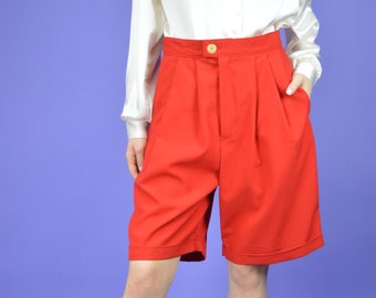 Vintage red classic 80's cotton shorts {W425}