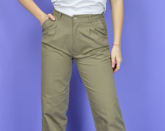 Vintage grey classic straight cotton trousers {W237}
