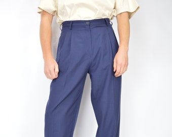 Vintage blue classic straight suit trousers {1125}