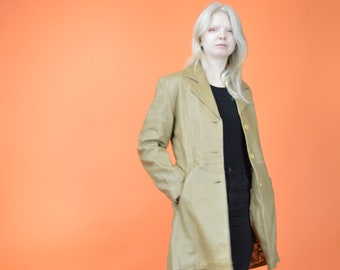 Vintage 80s Brown Leather Jacket Coat - Retro Outerwear, Size M